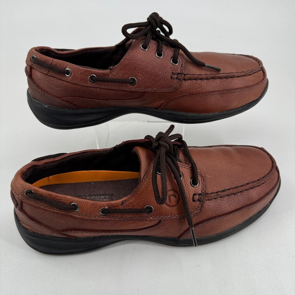 Rockport Works Boat Shoes MENS Brown Leather Lace Up Comp Toe SIZE 11.5